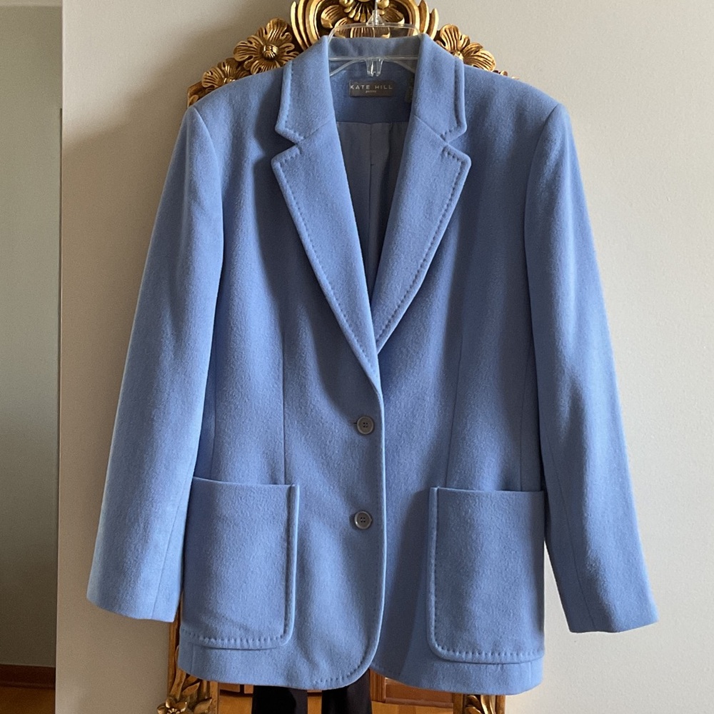 Kate Hill Sky Blue wool and Cashmere Blend Women's Blazer Jacket